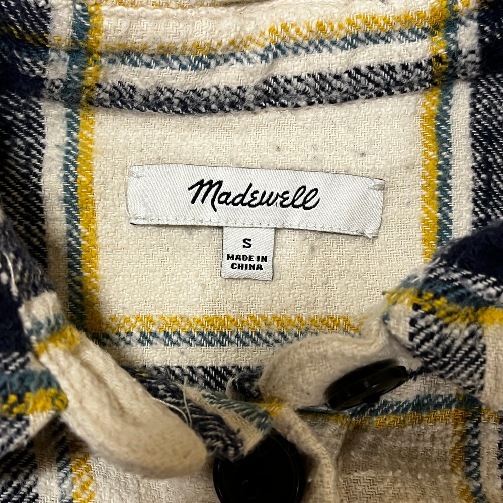 Madewell Oversized Ex-Boyfriend Shirt Caney Plaid Cream Multicolor S Grunge Gorp - Picture 9 of 10